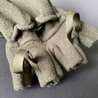 Теплі флісові рукавиці зимові тактичні без пальців з відкидним верхом Zepma Оливковий (п-фл1) - зображення 6