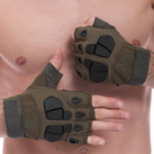 Тактичні рукавиці з відкритими пальцями протектором SILVER KNIGHT Для полювання туризму Оливковий (YQS-3) L - зображення 4