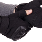 Защитные тактические перчатки без пальцев Военные перчатки открытые TACTICAL Полиэстер Кожзам Черный (BC-8805) XL - изображение 5