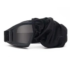 Окуляри тактичні захисні маска для стрільби ЗСУ балістичні (3 скла в комплекті) Чорні - зображення 5