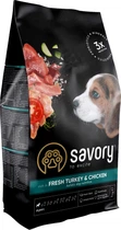 Сухой корм для щенков Savory со свежим мясом индейки и курицей