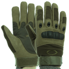 Перчатки тактические военные-армейские OAKLEY полнопалые с защитой костяшек, боевые, с закрытыми пальцами L Оливковый BC-4623 - изображение 1