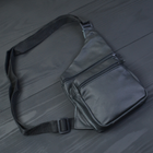 Мужская сумка из натуральной кожи, тактическая сумка - QJ-227 мессенджер черная - изображение 1