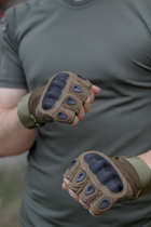 Тактичні рукавиці Bezet SMART Touch відкриті повнопалі XL Зелені - изображение 1