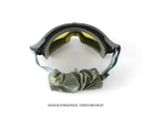 Очки тактические маска Combat (3 стекла в комплекте) Баллистическая Военная маска Хаки - изображение 7