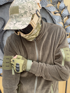 Кофта флисовая мужская военная тактическая с липучками под шевроны ВСУ (ЗСУ) 8052 54 размер хаки TR_1055 - изображение 8