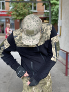 Кофта флисовая мужская военная тактическая с липучками под шевроны ВСУ (ЗСУ) Пиксель 8030 46 размер черная TR_1127 - изображение 3