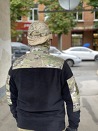 Кофта флисовая мужская военная тактическая с липучками под шевроны ВСУ (ЗСУ) Мультикам 8045 52 размер черная TR_1127 - изображение 9