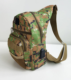 Рюкзак однолямочный - военная сумка через плечо LeRoy Tactical цвет - темный пиксель (+USB) - изображение 1