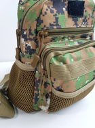 Рюкзак однолямочный - военная сумка через плечо LeRoy Tactical цвет - темный пиксель (+USB) - изображение 3