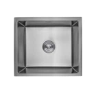 Мойка для кухни KRONER из нержавеющей стали KRP PVD Schwarze-4843HM 480x430мм прямоугольная интегрированная матовая 1мм черная с сифоном CV022792