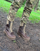 Берці зимові черевики тактичні чоловічі, туфлі тактичні чоловічі берці зимові, натуральна шкіра, розмір 44, Bounce ar. BЕ-ВА-1044, колір коричневий - зображення 4