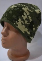 Чоловіча шапка зимова утеплена на флісі, камуфляжна піксель - зображення 3