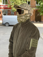Кофта флисовая мужская военная тактическая с липучками под шевроны ВСУ (ЗСУ) 8050 50 размер хаки (SKU_4403160) - изображение 9