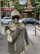 Кофта флисовая мужская военная тактическая с липучками под шевроны ВСУ (ЗСУ) Пиксель 8026 50 размер хаки (SKU_4403136) - изображение 5