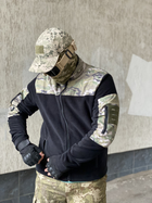 Кофта флисовая мужская военная тактическая с липучками под шевроны ВСУ (ЗСУ) Мультикам 8042 46 размер черная (SKU_4403152) - изображение 5