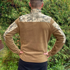 Кофта флисовая мужская военная тактическая с липучками под шевроны ВСУ (ЗСУ) Пиксель 8153 46 размер койот (SKU_4413305) - изображение 3