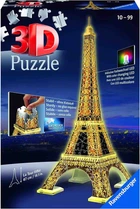 Ravensburger - 3D-головоломка, Эйфелева башня в специальном ночном выпуске со светодиодной подсветкой, рекомендуемый возраст 10+