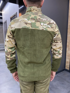 Армейская Кофта флисовая Kafkas, теплая, размер M, Оливковый, вставки Мультикам на рукава, плечи, карманы - изображение 3