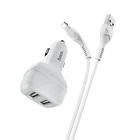 Автомобільний адаптер Hoco Lightning Cable Leader Z36 2USB 2.4a Білий