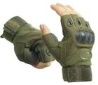 Тактичні рукавички з відкритими пальцями посилений протектор OAKLEY Green M - зображення 1