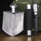Тактична складна саперна лопата X-BALOG з вбудованим компасом та ножем (чорна) - зображення 8