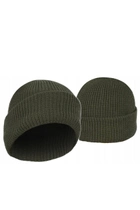 Теплая зимняя шапка Mil-tec универсальная унисекс с отворотом машинная вязка из 100% плотного акрила с утеплителем Thinsulate One size оливковая