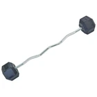 Штанга фиксированная изогнутая обрезиненная Zelart Rubber Hexagon Barbell TA-6231-50 длина-95см 50кг