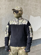 Кофта флисовая мужская военная тактическая с липучками под шевроны ВСУ (ЗСУ) Мультикам 8042 46 размер черная (OPT-1390) - изображение 2