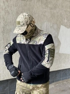Кофта флисовая мужская военная тактическая с липучками под шевроны ВСУ (ЗСУ) Мультикам 8042 46 размер черная (OPT-1390) - изображение 5