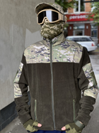 Кофта флисовая мужская военная тактическая с липучками под шевроны ВСУ (ЗСУ) Мультикам 8038 50 размер хаки (OPT-1390) - изображение 5