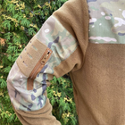 Кофта флисовая мужская военная тактическая с липучками под шевроны ВСУ (ЗСУ) Мультикам 8164 56 размер койот (OPT-1390) - изображение 4