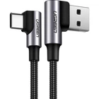 Кабель UGREEN US176 Angled USB 2.0 to Angled USB Type-C Cable Nickel Plating Aluminum Shell 3A 2m Black (20857)