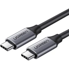 Кабель UGREEN US161 USB Type-C Male to USB Type-C 60W Male Cable Nickel Plating Aluminum Shell 3A 1.5m Gray (50751)