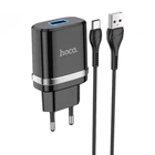Зарядне мережеве HOCO N1 (1USB/2.4A) Type-C Чорний