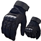 Универсальные тактические перчатки размер XL полнопалые с защитой на косточки (Черные) - изображение 1