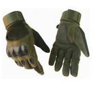 Универсальные тактические перчатки размер M полнопалые с защитой на косточки (Олива) - изображение 6