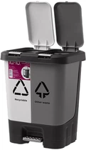 Ведро для мусора MBM HOME сортировочное 10+10 л Серое (BIN-05 (10+10L) LIGHT GRAY/GRAY)