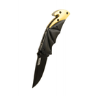 Нож складной "BULAT" 150*29*17 мм, черное нержавеющее лезвие алюминиевая рукоятка стропорез стеклобой MASTER TOOL 79-0121 - изображение 1