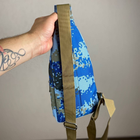 Тактическая нагрудная сумка слинг синяя пиксель - изображение 3