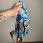 Тактическая нагрудная сумка слинг синяя пиксель - изображение 4
