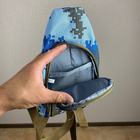 Тактическая нагрудная сумка слинг синяя пиксель - изображение 5