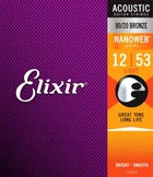 Струни для акустичної гітари Elixir 11052 Nanoweb 80/20 Bronze Light 12-53 (AC NW L)