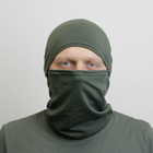 Качественная Балаклава мужская зеленая военная камуфляжная, подшлемник хаки однотонная - изображение 2