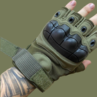 Тактичні рукавички з напівпальцями Хакі - зображення 3