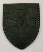 Военный кожаный шеврон "Національна Гвардія України" зелёный - изображение 1