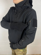 Демисезонная чёрная мужская флисовая куртка размер L - изображение 2