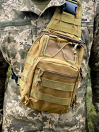 Тактична нагрудна сумка NewtactUA однолямкова через плече Койот (4825562300049) - зображення 3
