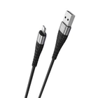 Кабель BOROFONE BX32 USB to iP Lightning 2.4A, 1m, nylon, aluminum+TPE connectors, Black