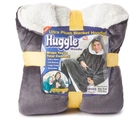 Плед толстовка двухсторонняя халат с капюшоном и рукавами унисекс Huggle Hoodie серый